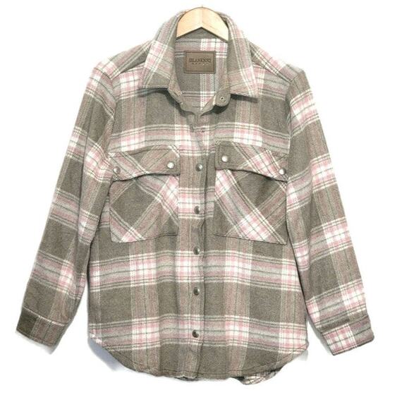BLANK NYC Plaid Snap Front Cozy Casual Fall Winter Shacket Jacket Size M - Picture 14 of 14